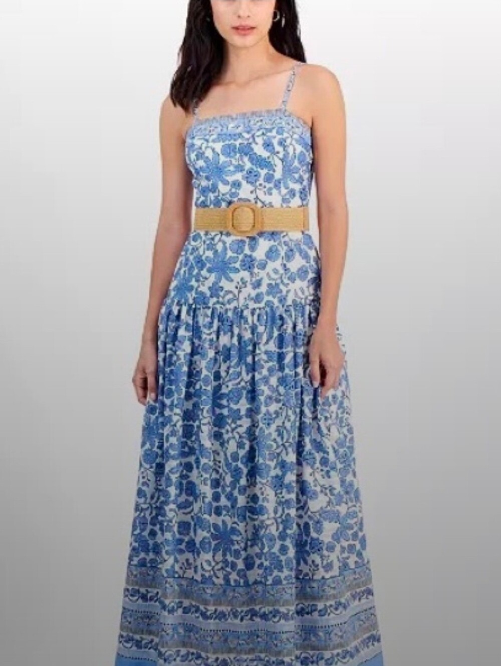Stunning Wedding Guest Dress..Vacay Dress..Floral Blue and White Maxi Dress..